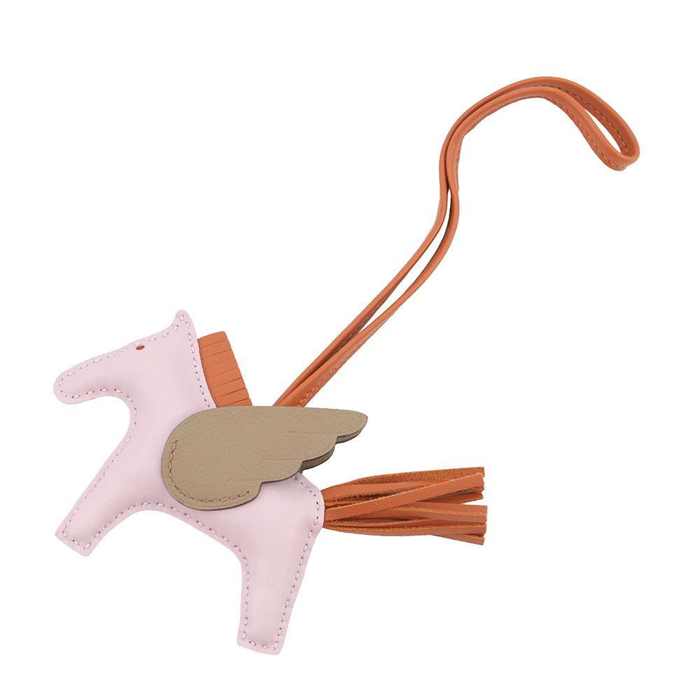 エルメス バッグチャーム ロデオPM ペガサス モーヴペール/パンデピス/ベージュマルファ ラムスキン W刻印 HERMES
