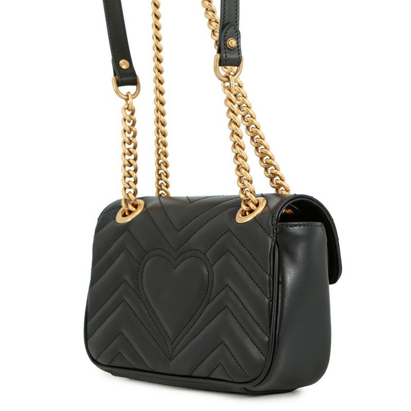 グッチ チェーンショルダーバッグ GGマーモント シェブロン キルティング レザー スモール 446744 GUCCI バッグ 黒