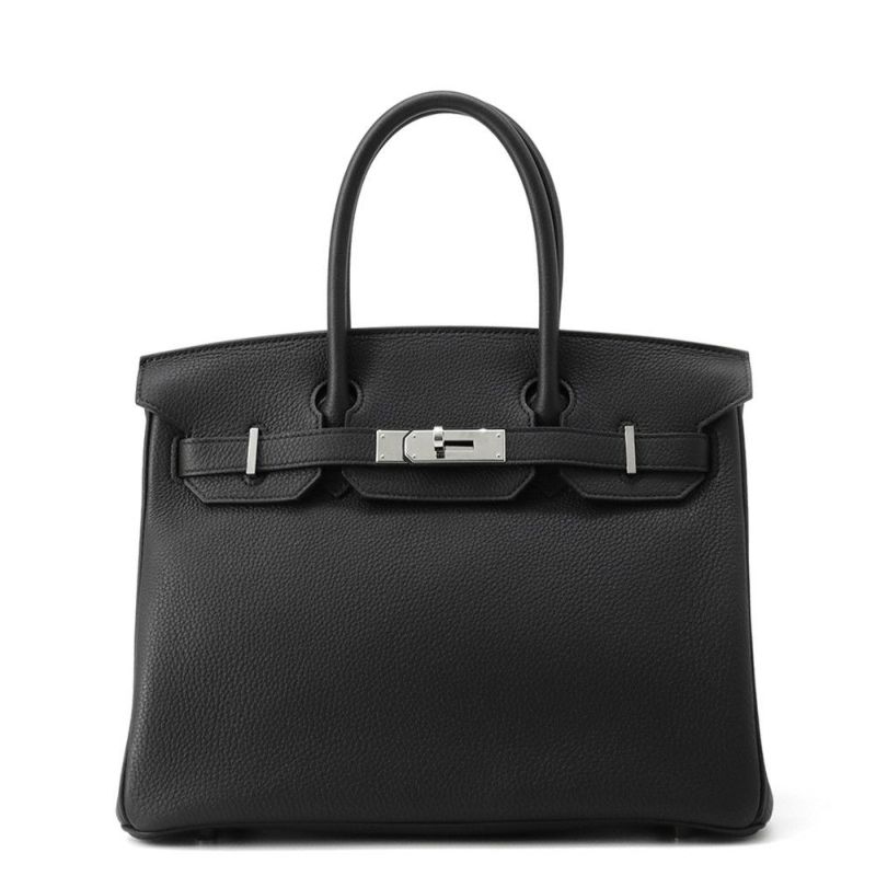 エルメス バーキン30 ブラック/シルバー金具 トゴ U刻印 HERMES Birkin ハンドバッグ 黒