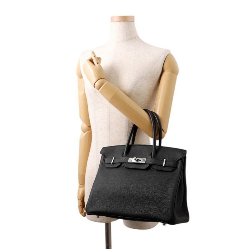 エルメス バーキン30 ブラック/シルバー金具 トゴ U刻印 HERMES Birkin ハンドバッグ 黒