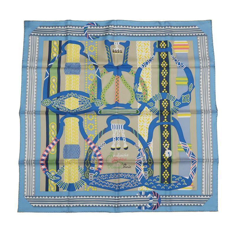 エルメス ストール カレ90 カレジェアン 鐙の幻想 Fantaisie d'Etriers カシミヤ シルク 2024春夏