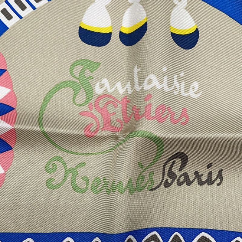 エルメス ストール カレ90 カレジェアン 鐙の幻想 Fantaisie d'Etriers カシミヤ シルク 2024春夏