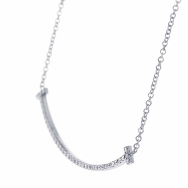 ティファニー ネックレス Tスマイル ペンダント スモール ダイヤ計0.10ct K18WGホワイトゴールド 63058793