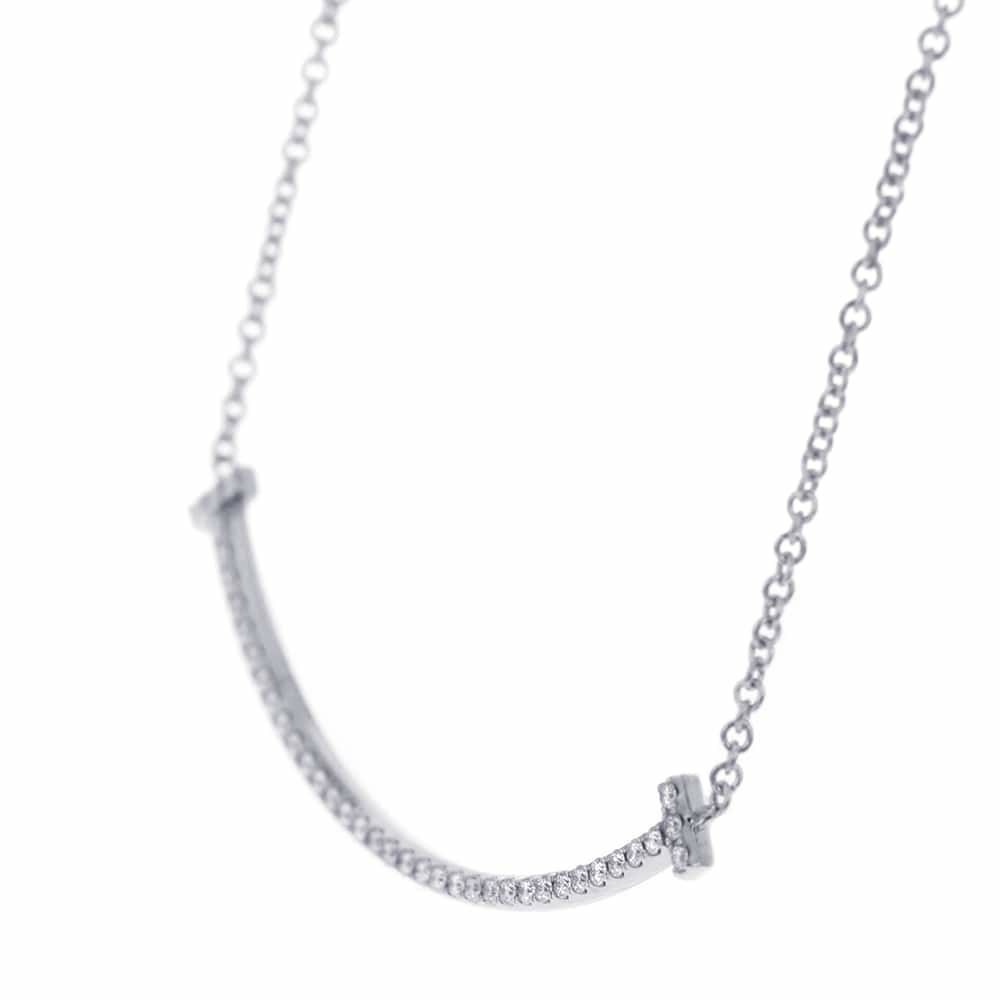 ティファニー ネックレス Tスマイル ペンダント スモール ダイヤ計0.10ct K18WGホワイトゴールド 63058793