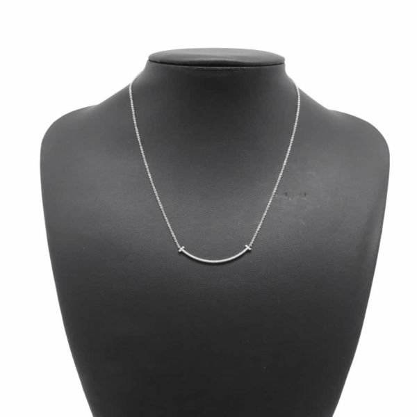 ティファニー ネックレス Tスマイル ペンダント スモール ダイヤ計0.10ct K18WGホワイトゴールド 63058793