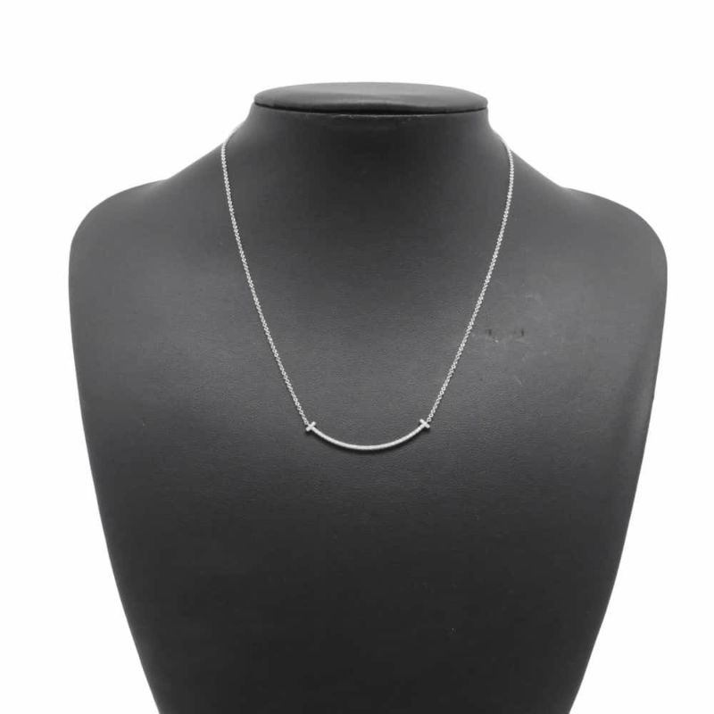 ティファニー ネックレス Tスマイル ペンダント スモール ダイヤ計0.10ct K18WGホワイトゴールド 63058793