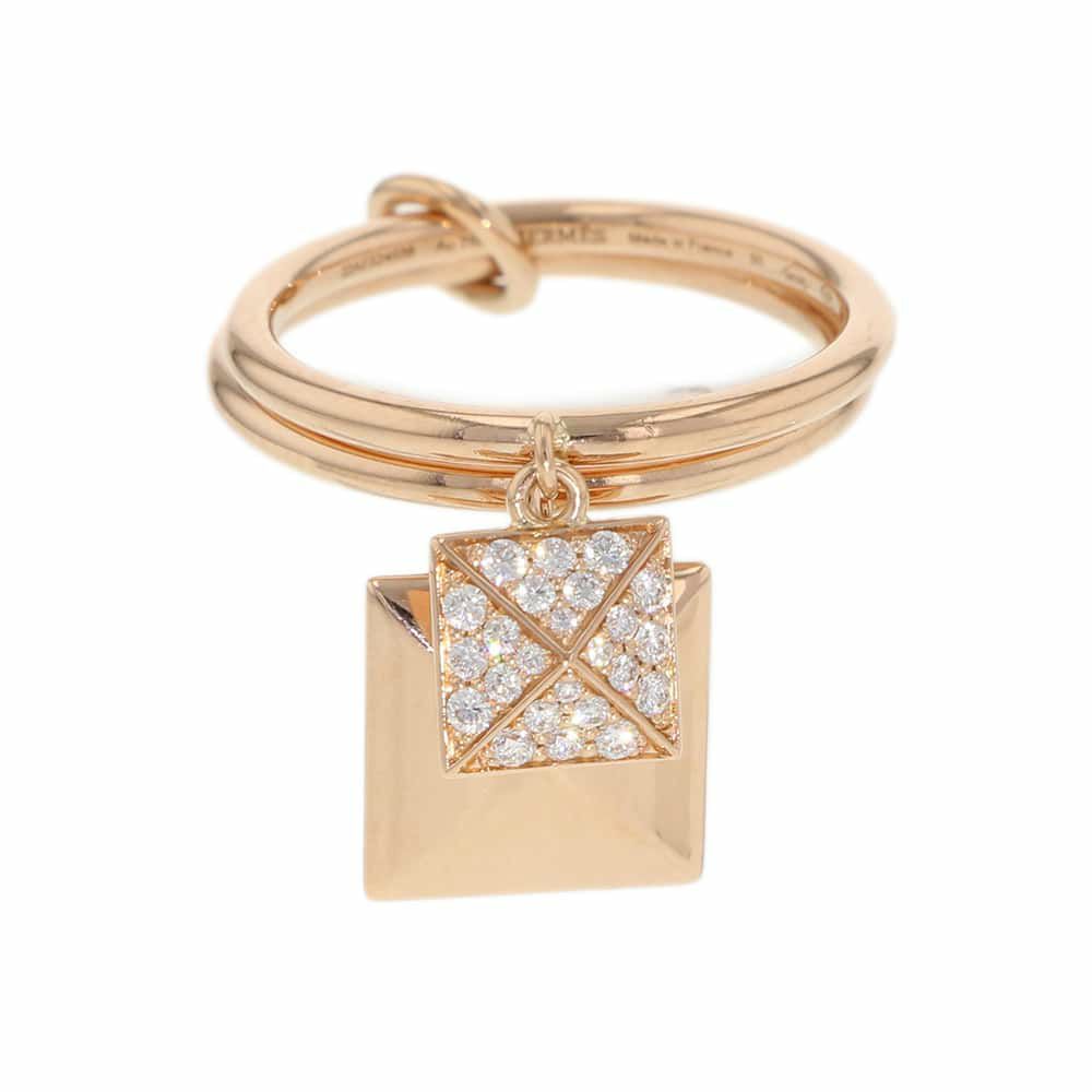 エルメス リング エルメス・クルー・ドゥ・H 2タッセル ダイヤ 24P 計0.15ct K18PG リングサイズ50 HERMES 指輪