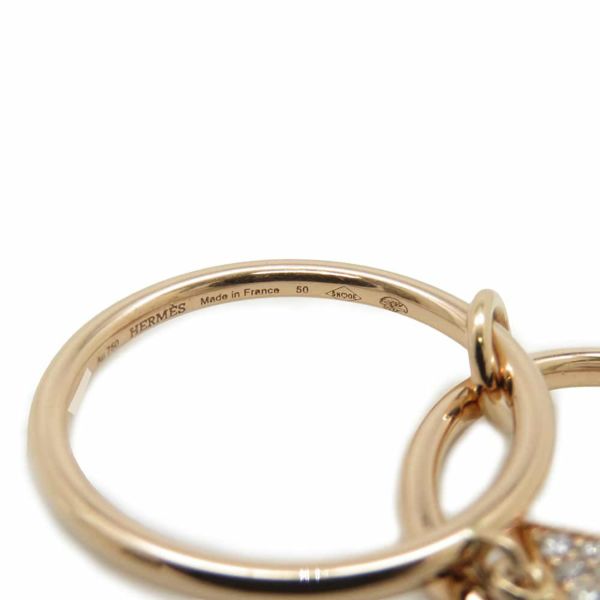 エルメス リング エルメス・クルー・ドゥ・H 2タッセル ダイヤ 24P 計0.15ct K18PG リングサイズ50 HERMES 指輪