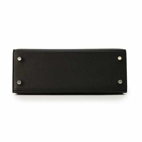 エルメス ハンドバッグ ケリー25 外縫い ブラック/シルバー金具 エプソン W刻印 2wayショルダー 黒