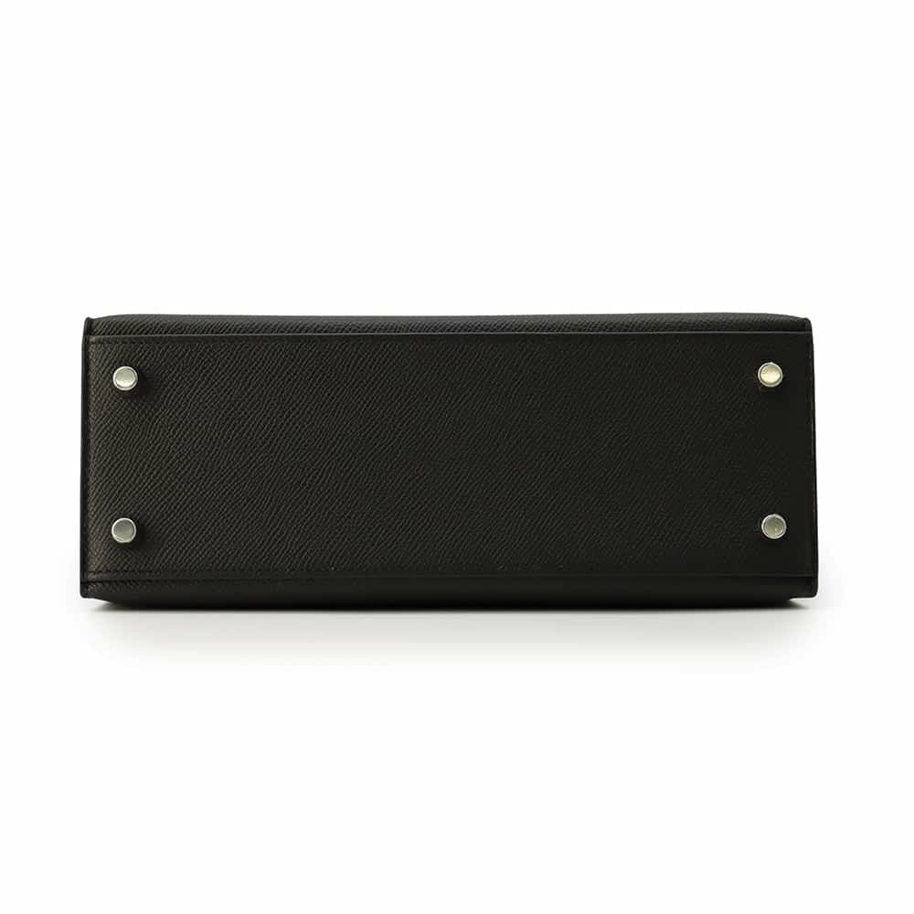 エルメス ハンドバッグ ケリー25 外縫い ブラック/シルバー金具 エプソン W刻印 2wayショルダー 黒