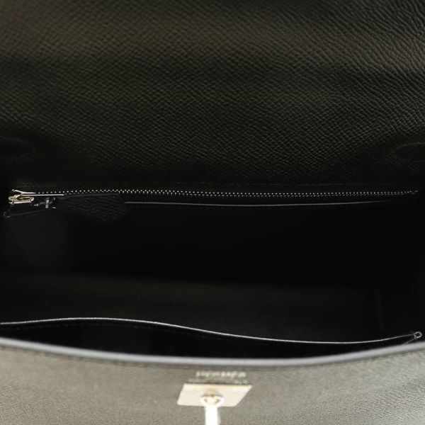 エルメス ハンドバッグ ケリー25 外縫い ブラック/シルバー金具 エプソン W刻印 2wayショルダー 黒