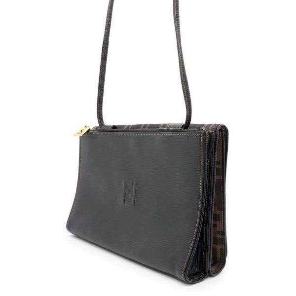 フェンディ ショルダーバッグ ズッカ キャンバス レザー FENDI バッグ 黒