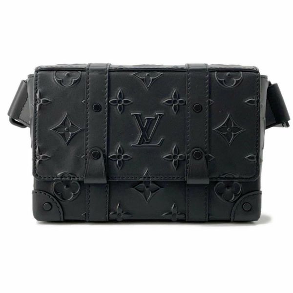 ルイヴィトン ボディバッグ モノグラム シールレザー トランクスリングバッグ M57952 LOUIS VUITTON ウエストバッグ 黒