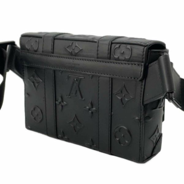 ルイヴィトン ボディバッグ モノグラム シールレザー トランクスリングバッグ M57952 LOUIS VUITTON ウエストバッグ 黒