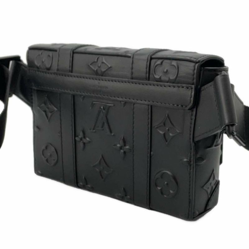 ルイヴィトン ボディバッグ モノグラム シールレザー トランクスリングバッグ M57952 LOUIS VUITTON ウエストバッグ 黒