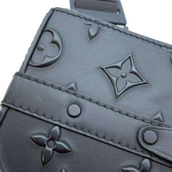 ルイヴィトン ボディバッグ モノグラム シールレザー トランクスリングバッグ M57952 LOUIS VUITTON ウエストバッグ 黒