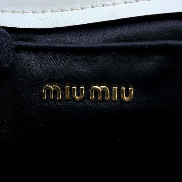 ミュウミュウ ハンドバッグ エンボスロゴ レザー 5BA243 Miu Miu 2wayショルダーバッグ 白