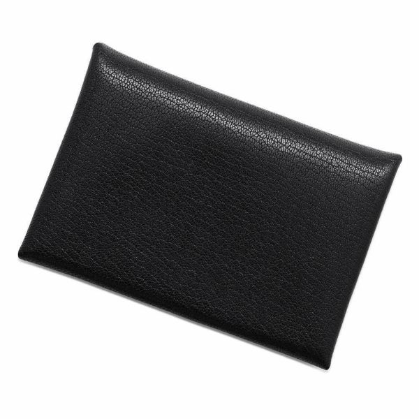 エルメス コインケース カルヴィ デュオ ブラック/シルバー金具 シェブルシャムキラ B刻印 黒