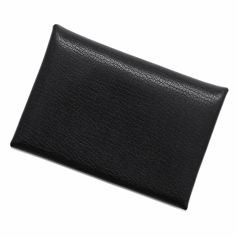 エルメス コインケース カルヴィ デュオ ブラック/シルバー金具 シェブルシャムキラ B刻印 黒