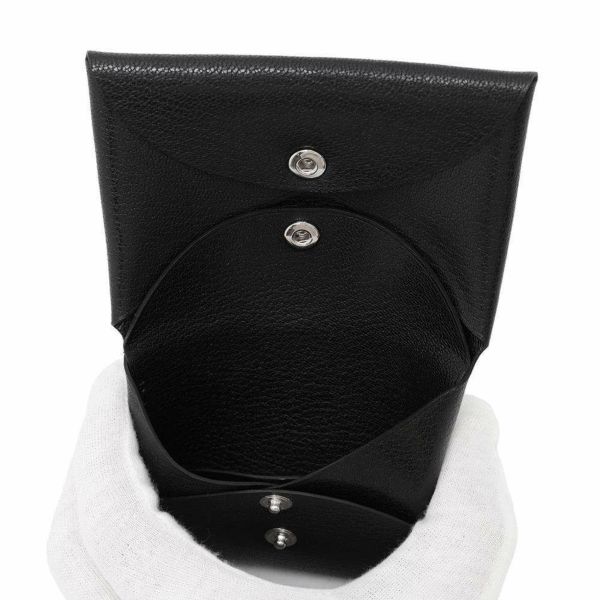 エルメス コインケース カルヴィ デュオ ブラック/シルバー金具 シェブルシャムキラ B刻印 黒