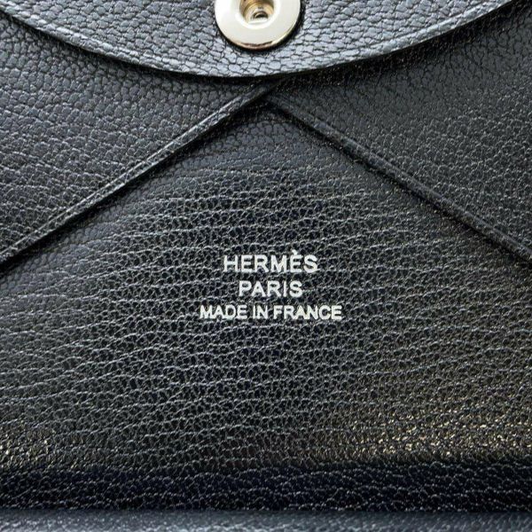 エルメス コインケース カルヴィ デュオ ブラック/シルバー金具 シェブルシャムキラ B刻印 黒