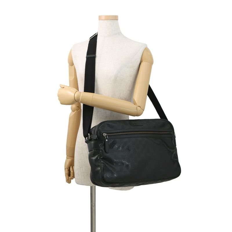 グッチ ショルダーバッグ GGインプリメ/レザー メッセンジャーバッグ 211107 GUCCI バッグ 黒 斜め掛け