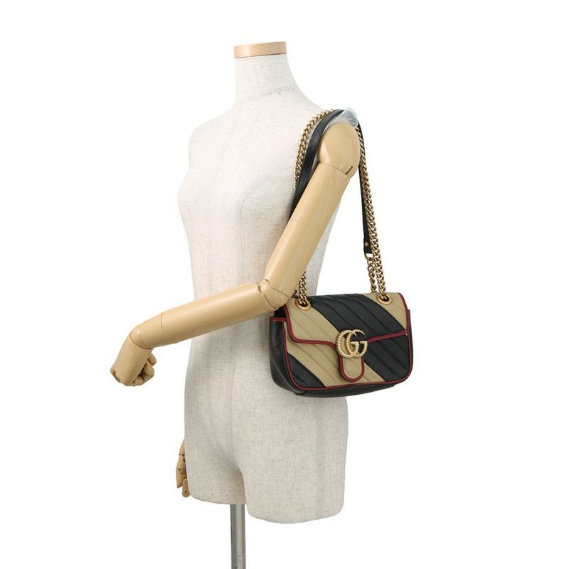 グッチ チェーンショルダーバッグ GGマーモント キルティング レザー スモール 446744 GUCCI バッグ 2way ミニバッグ