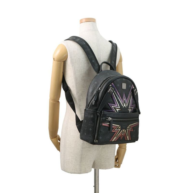 エムシーエム リュックサック オーロラデザイン レザー MMK75VE45BK001 MCM バッグパック バッグ 黒