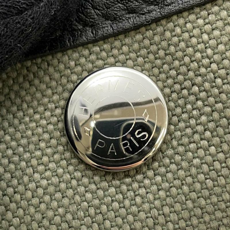 エルメス トートバッグ ガーデンパーティTPM カーキ/ブラック/シルバー金具 トワルミリタリー/ネゴンダ B刻印