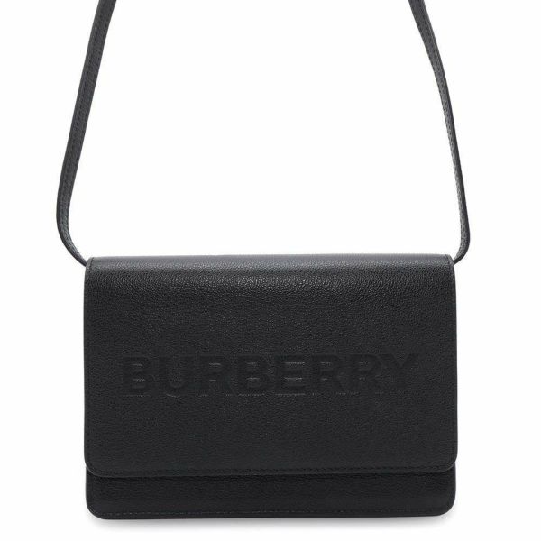 バーバリー ショルダーバッグ ハンプシャー エンボスロゴ レザー BURBERRY バッグ 黒