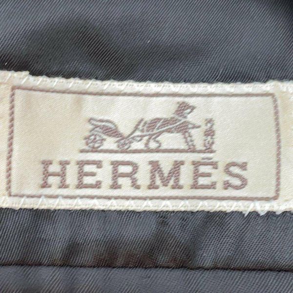 エルメス ロングコート カシミヤ レザー レディーサイズ44 HERMES アウター 黒