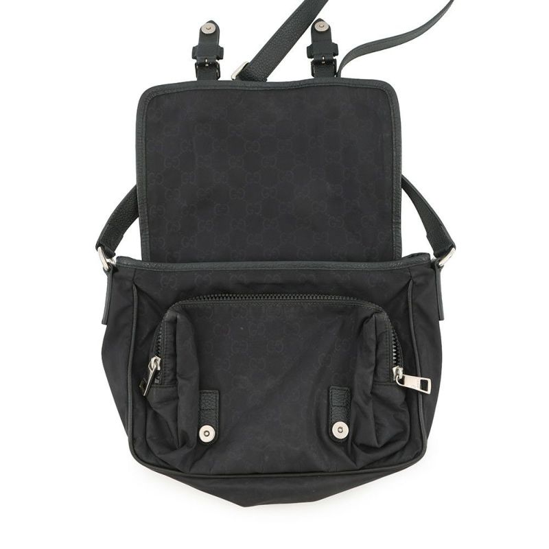 グッチ ショルダーバッグ GGナイロン/レザー メッセンジャーバッグ 510335 GUCCI バッグ 黒 アウトレット品