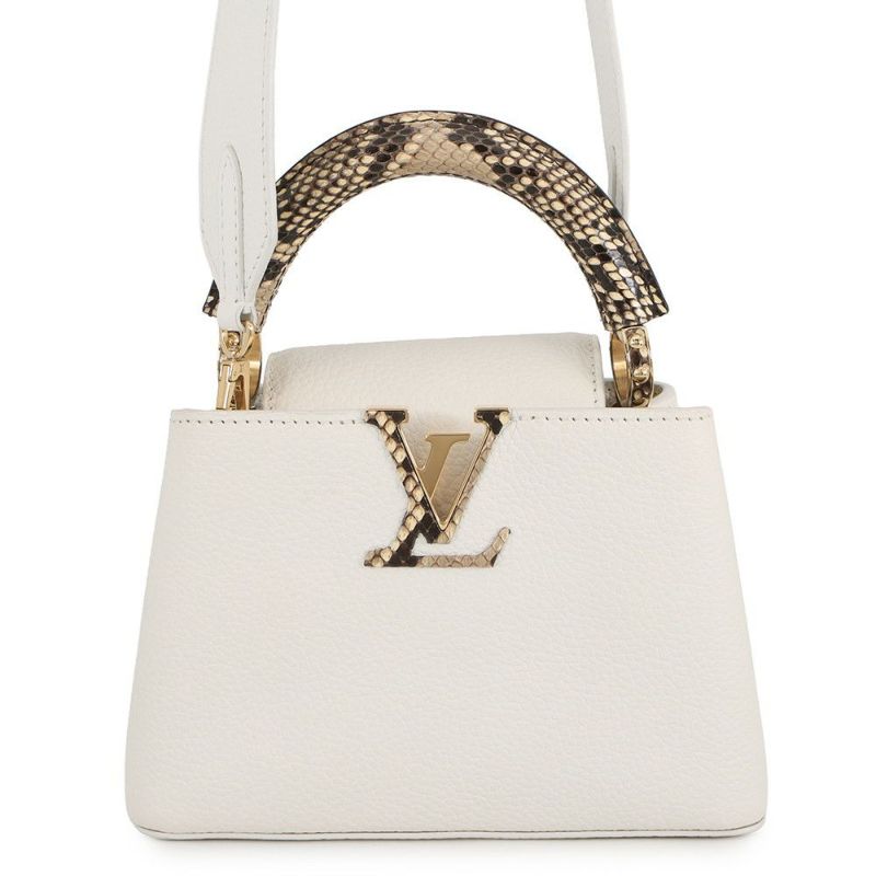 ルイヴィトン ハンドバッグ トリヨンレザー/パイソン カプシーヌMINI N98477 LOUIS VUITTON 2way 白