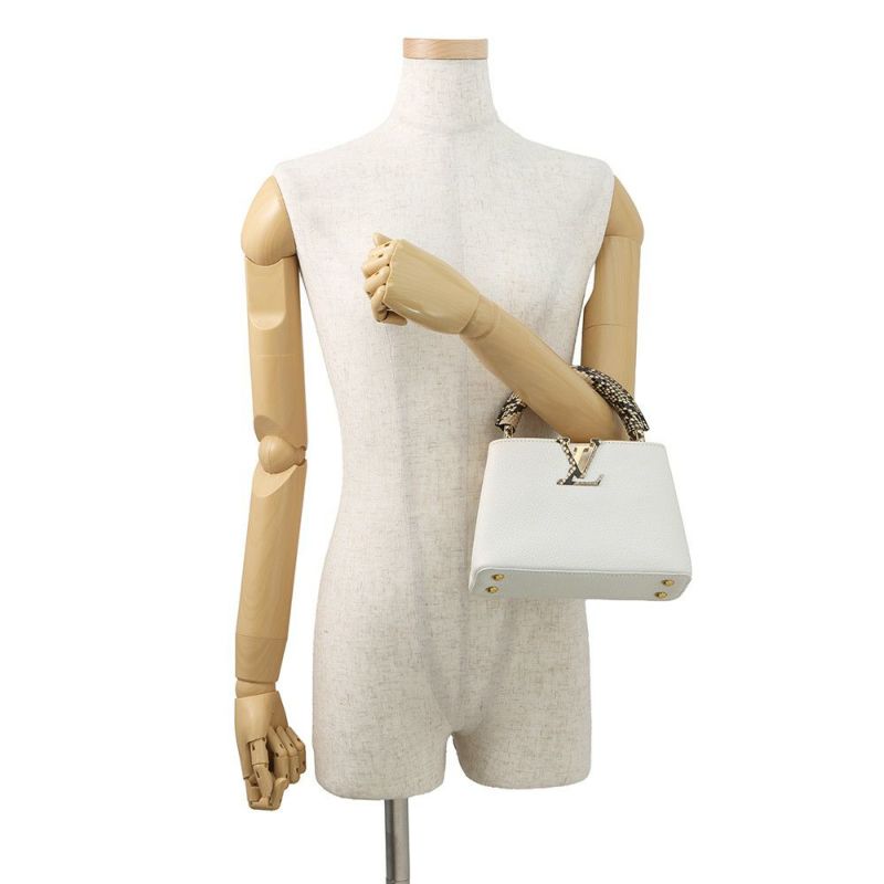 ルイヴィトン ハンドバッグ トリヨンレザー/パイソン カプシーヌMINI N98477 LOUIS VUITTON 2way 白