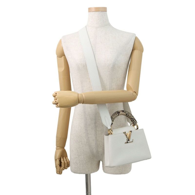 ルイヴィトン ハンドバッグ トリヨンレザー/パイソン カプシーヌMINI N98477 LOUIS VUITTON 2way 白
