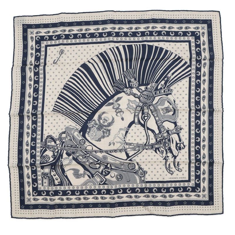 エルメス スカーフ カレH65 シュヴァル・パンク・バンダナ CHEVAL PUNK BANDANA HERMES カシミヤ シルク 2024春夏