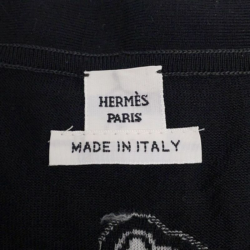 エルメス カーディガン キャンディ・リブリス・バンダナ ウール レディースサイズ42 HERMES 黒
