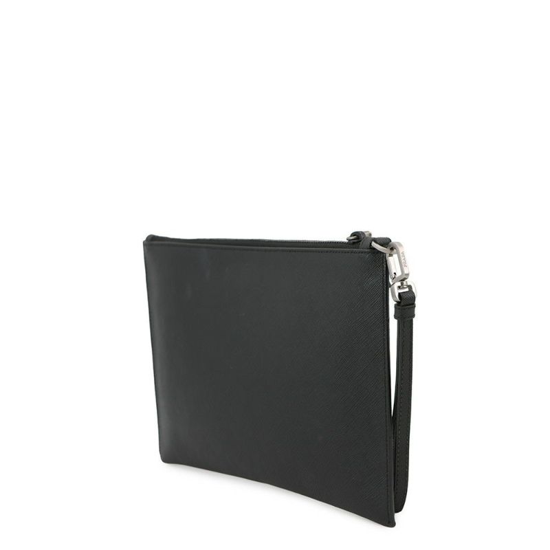 プラダ クラッチバッグ ロゴ サフィアーノ レザー 2NH05V PRADA ポーチ 黒