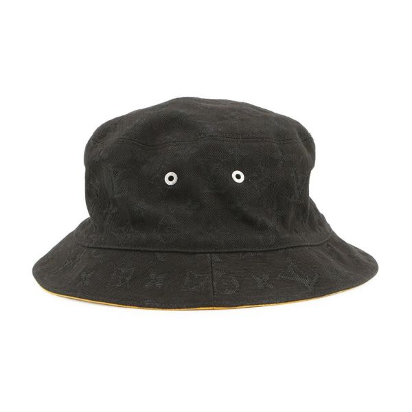 ルイヴィトン ハット リバーシブル バケットハット サイズ58 M76208 LOUIS VUITTON 帽子 黒 ブラック