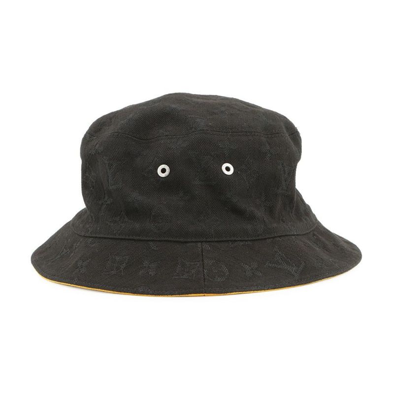 ルイヴィトン ハット リバーシブル バケットハット サイズ58 M76208 LOUIS VUITTON 帽子 黒 ブラック