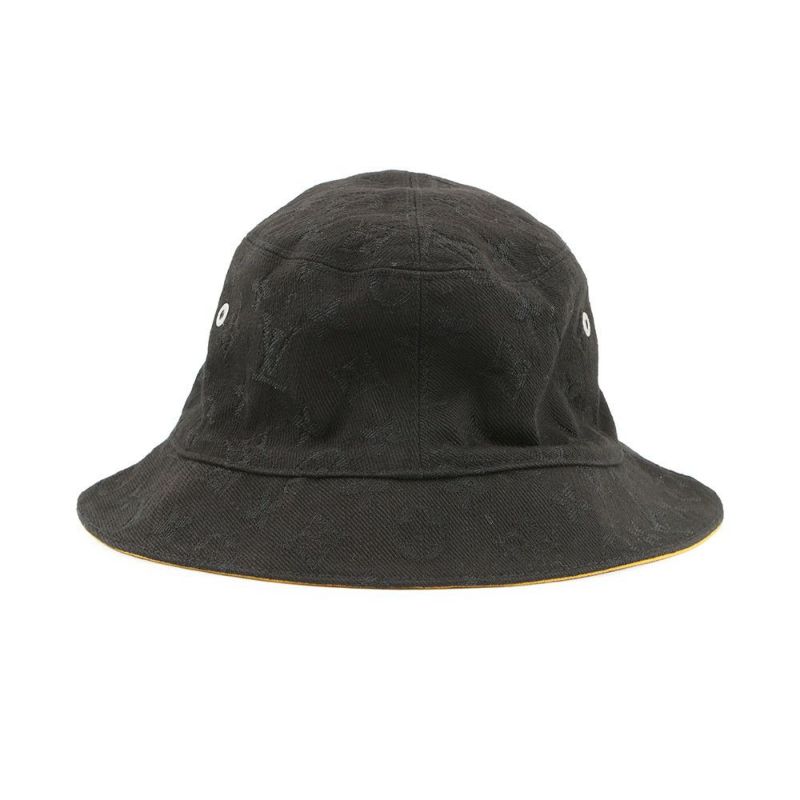 ルイヴィトン ハット リバーシブル バケットハット サイズ58 M76208 LOUIS VUITTON 帽子 黒 ブラック