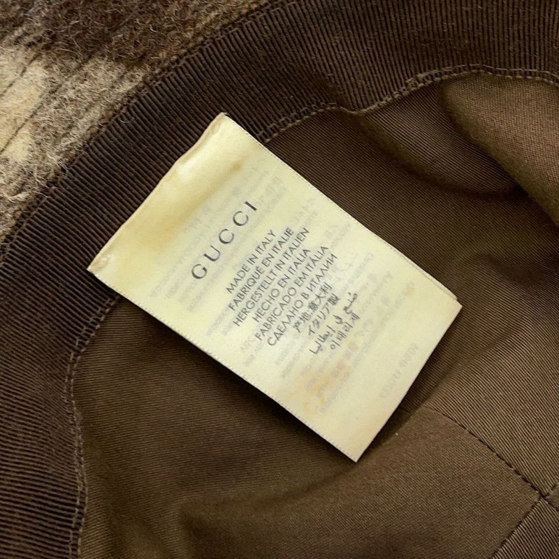 グッチ バケットハット チェック フェドラハット ウール サイズM 627041 GUCCI 帽子