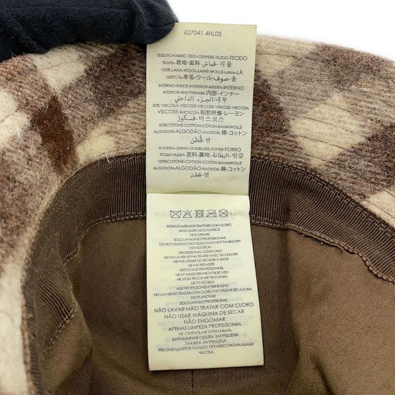 グッチ バケットハット チェック フェドラハット ウール サイズM 627041 GUCCI 帽子