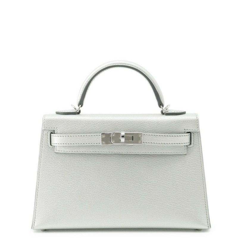 エルメス ハンドバッグ ミニケリー2 外縫い アルジャン/シルバー金具 シェブルシャムキラ K刻印