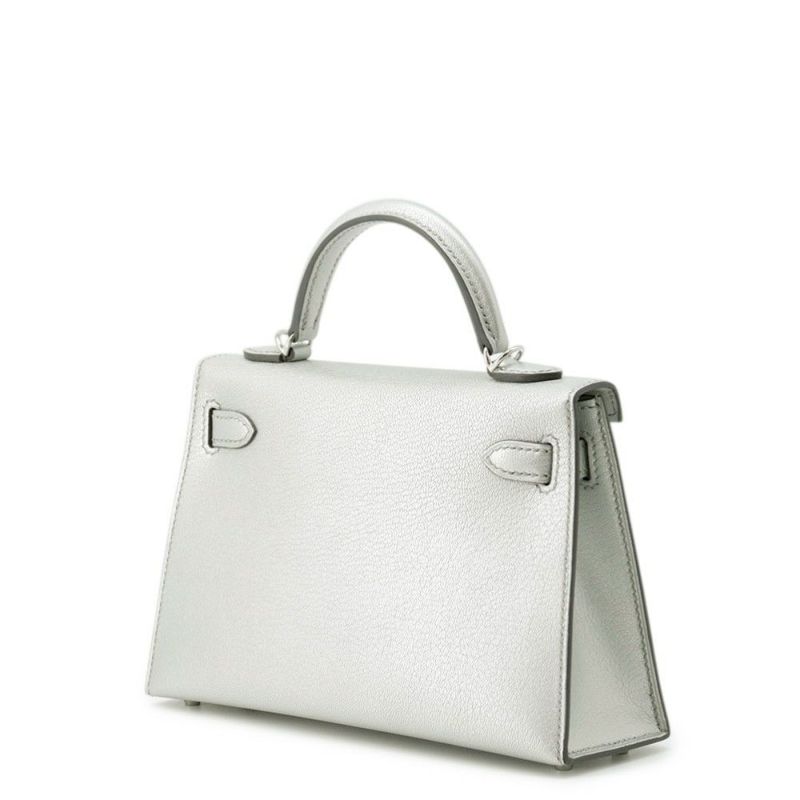 エルメス ハンドバッグ ミニケリー2 外縫い アルジャン/シルバー金具 シェブルシャムキラ K刻印