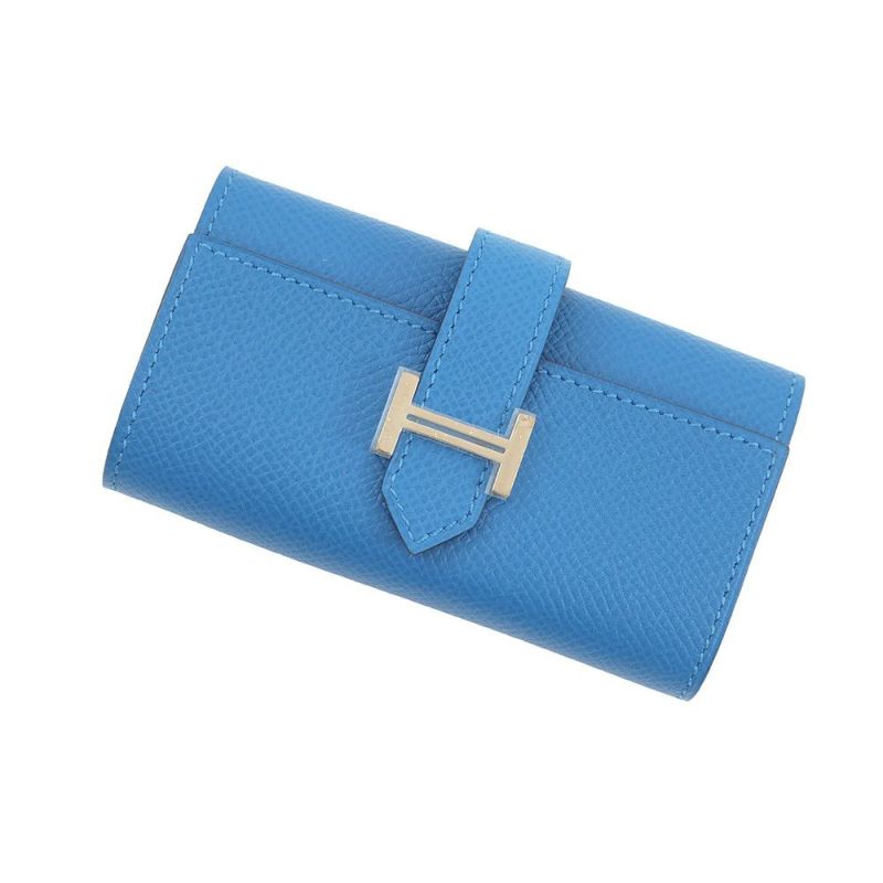 エルメス 4連キーケース ベアン ブルーゼリージュ/シルバー金具 エプソン C刻印