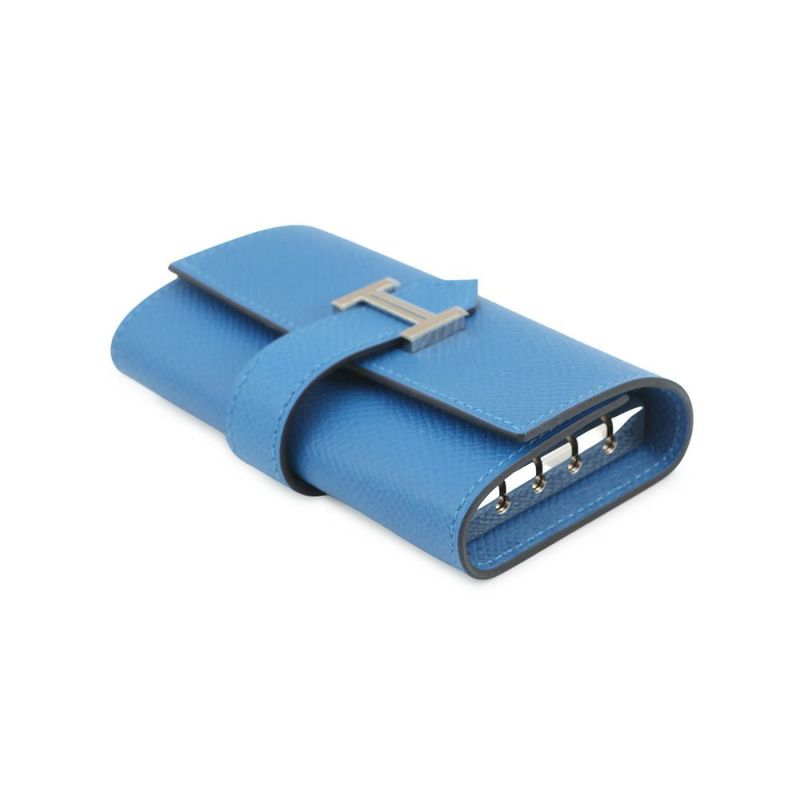 エルメス 4連キーケース ベアン ブルーゼリージュ/シルバー金具 エプソン C刻印