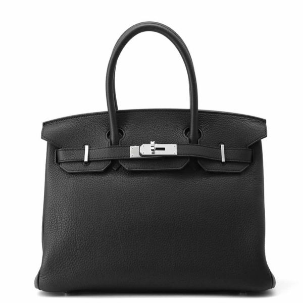 エルメス バーキン30 ブラック/シルバー金具 トゴ W刻印 HERMES Birkin ハンドバッグ 黒