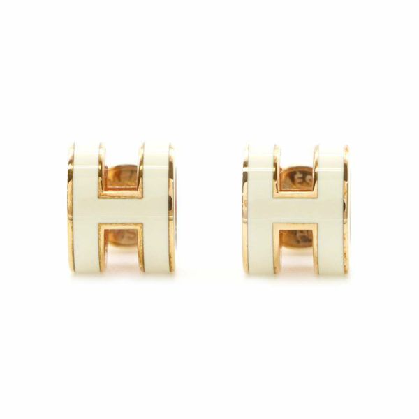 エルメス ピアス ポップアッシュ ホワイト/ピンクゴールド金具 Hモチーフ HERMES Pop H ポップH