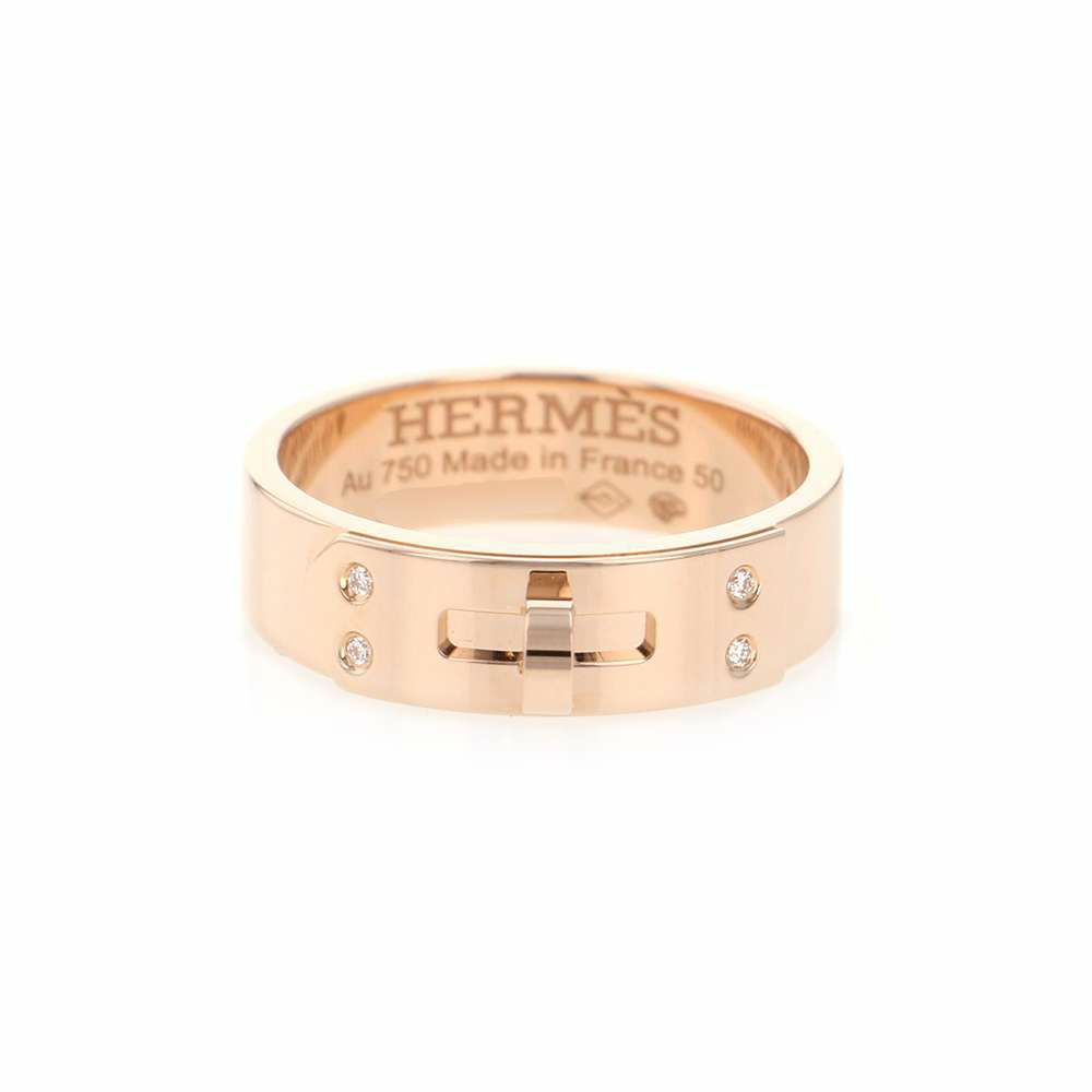 エルメス リング ケリーPM ダイヤモンド 4P 計0.02ct K18PGピンクゴールド リングサイズ50 HERMES ジュエリー 指輪